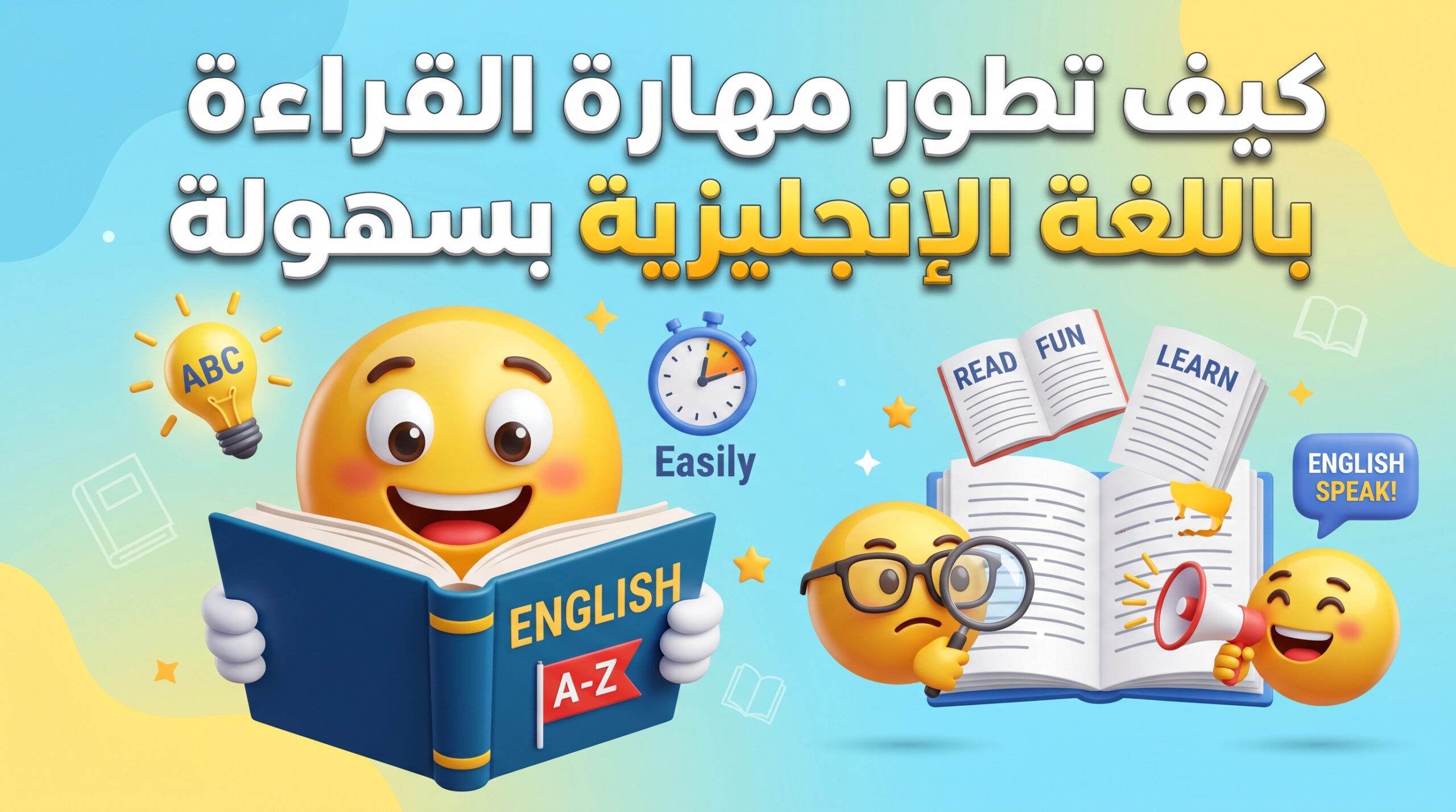 المهارات الأساسية لتعلم اللغة الإنجليزية: مهارة القراءة create a clean, modern, high quality 202605101106